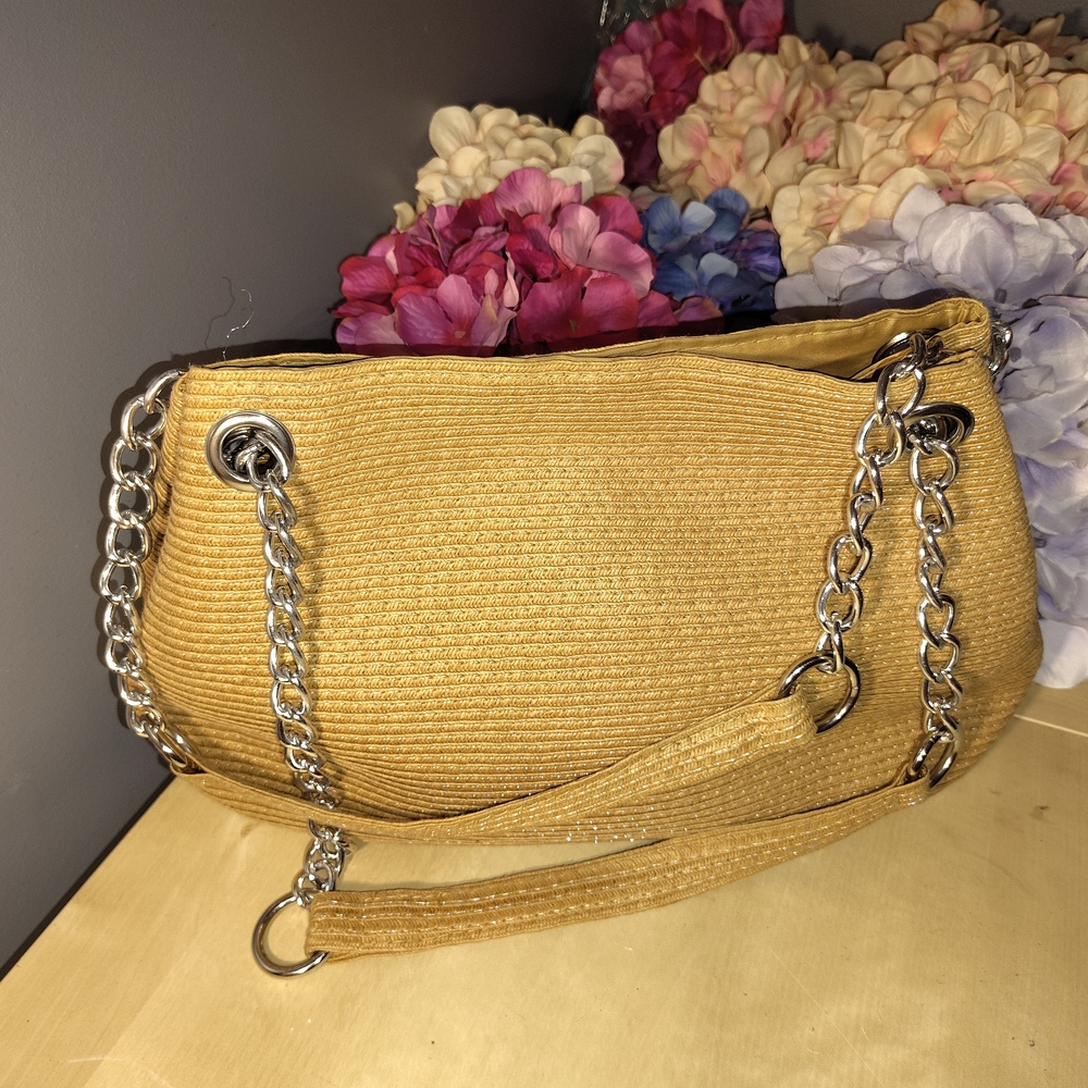 Gold Woven Chain With‎ Adjustable Stra Shoulder/Handbag Euc